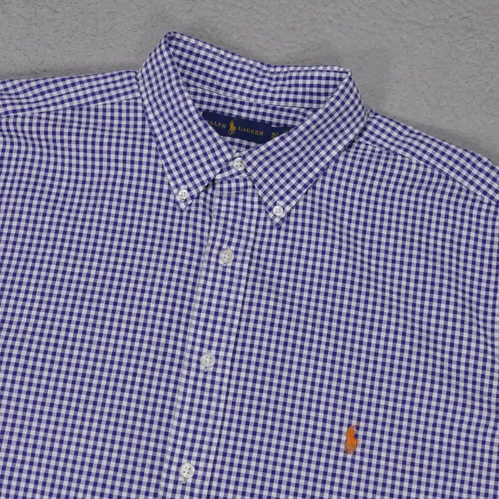 Polo Ralph Lauren Seersucker Button Down Shirt Mens XLT Blue Check